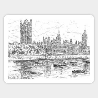 HOUSES OF PARLIAMENT VIEWED FROM THE RIVER THAMES Sticker